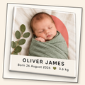 Baby announcement magnet mockup — Oliver James example